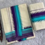 Kattikara Dual Colour  Set Mund - Temple Design