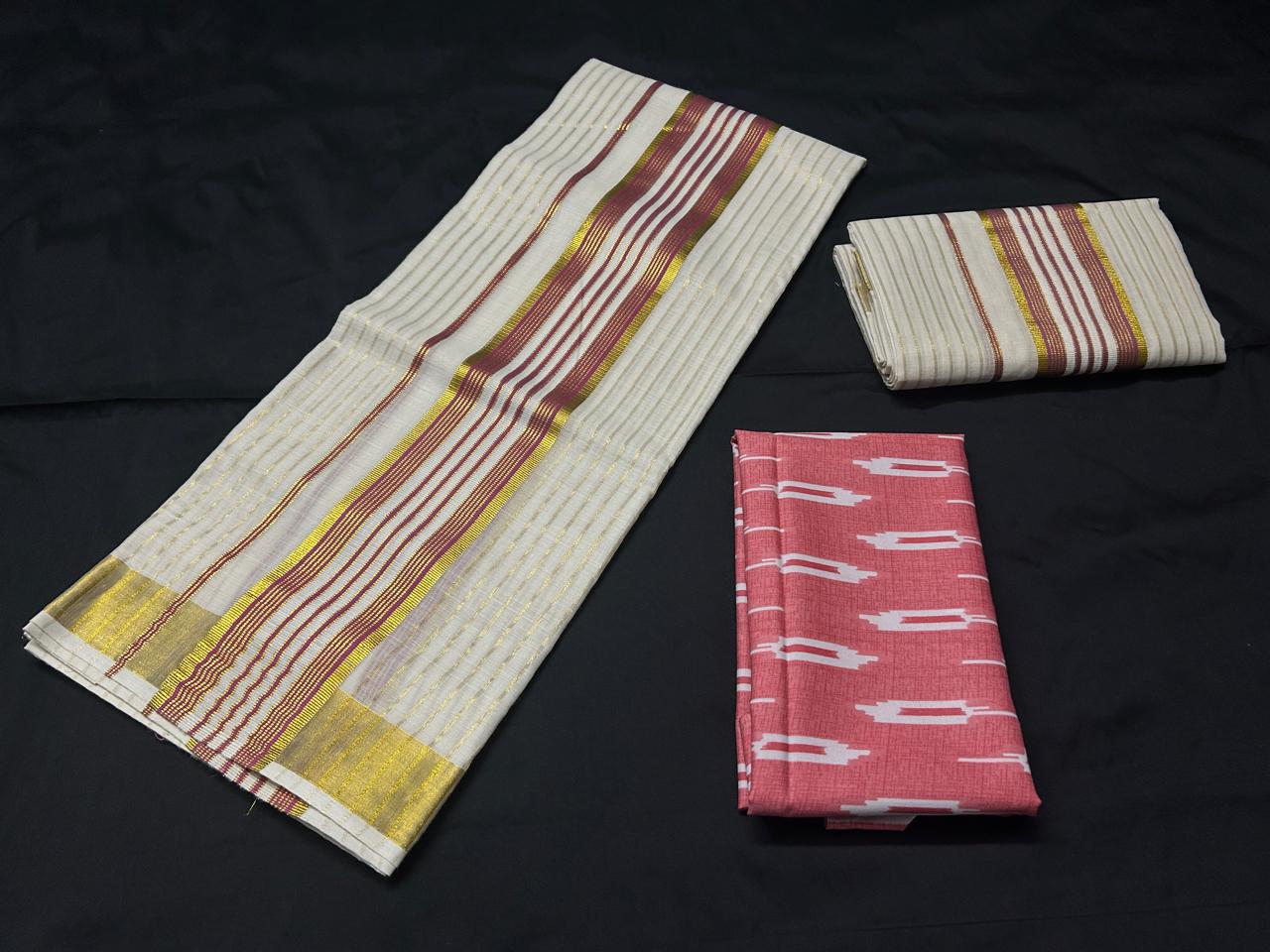 Heritage Lines Set Mundu With Blouse Piece