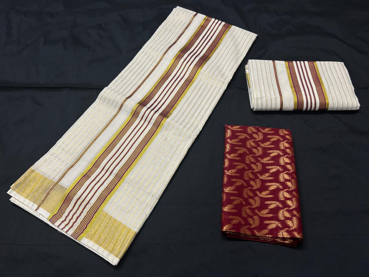 Heritage Lines Set Mundu With Blouse Piece