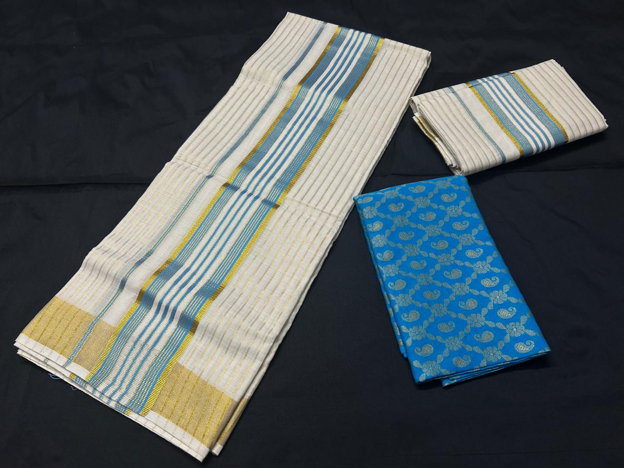 Heritage Lines Set Mundu With Blouse Piece